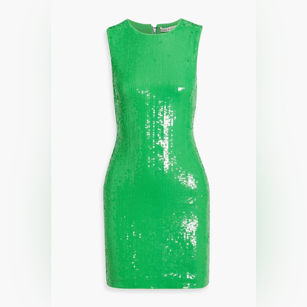 Alice + Olivia Green Sequin Dress